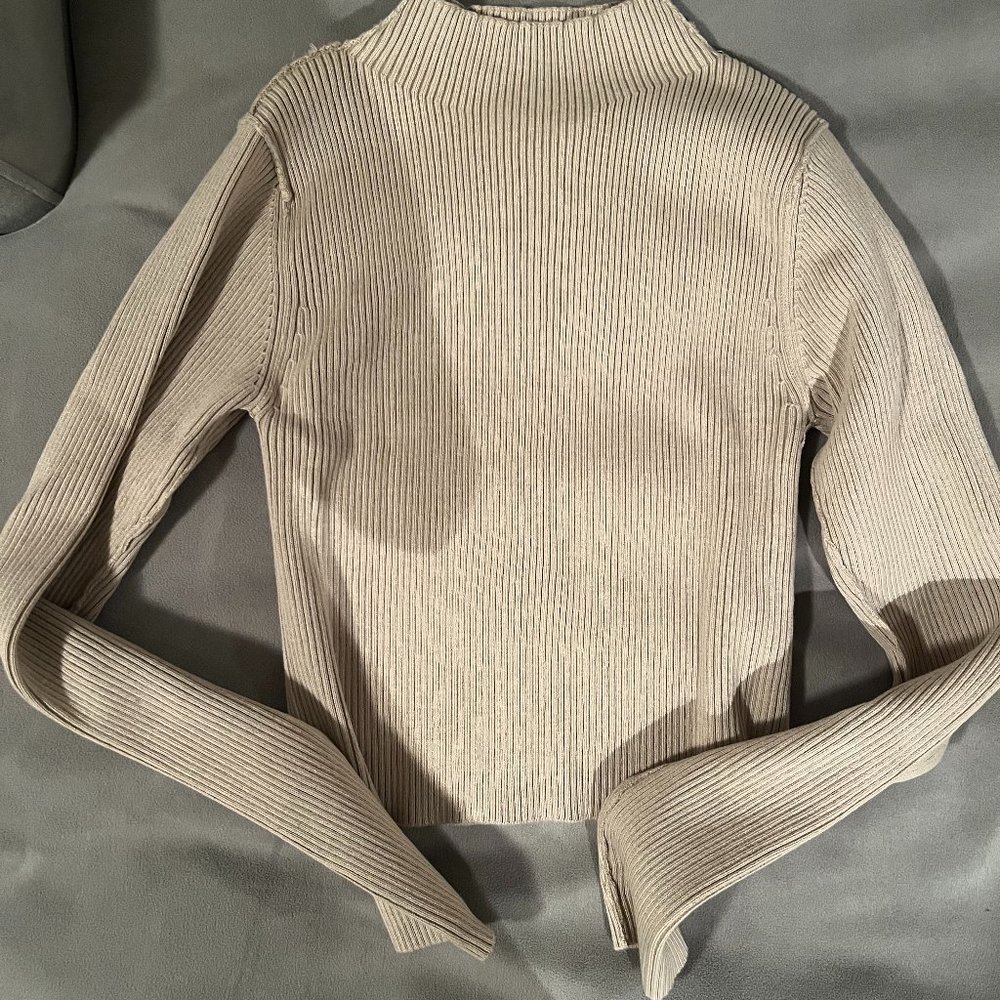 Alice + Olivia Tan Cropped Turtleneck